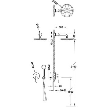 FLAT-TRES Встраиваемый смеситель для душа с душевой головкой 204