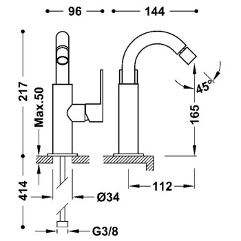 LOFT COLORS TRES Bidē jaucējkrāns, 20022401AC