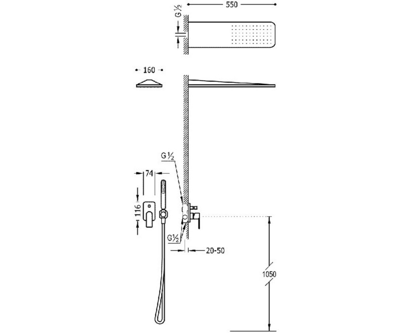 LOFT colors TRES Встраиваемая душевая система, 200180005NM