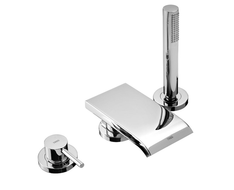 MAX-TRES Смеситель для ванны с каскадом , трехсекционный, хром 162161