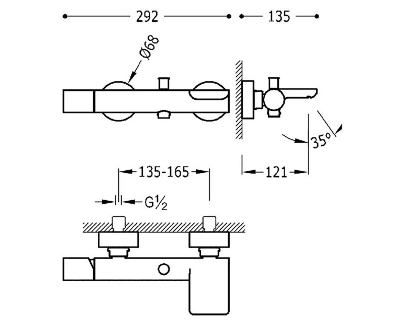 STUDY-TRES Vannas/dušas  jaucējkrāns, hroms 06117001
