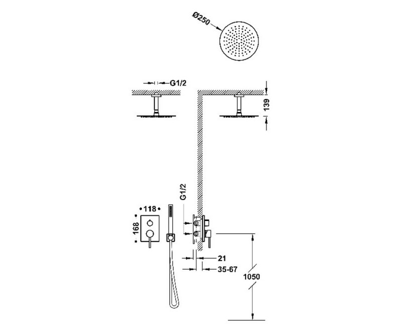 Tres Max Iebūvējamais dušas jaucējkrāns Rapid Box ar dušas galvu, 06228003