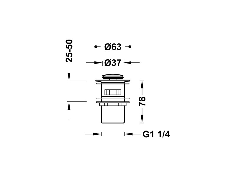 TRES Слив для умывальника 1 1/4 ClickClack 37mm, хром 13454190