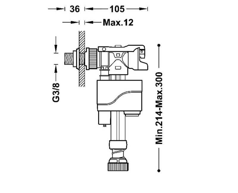 TRES Универсальный механизм наполнения цистерны унитаза 3/8, 25477007
