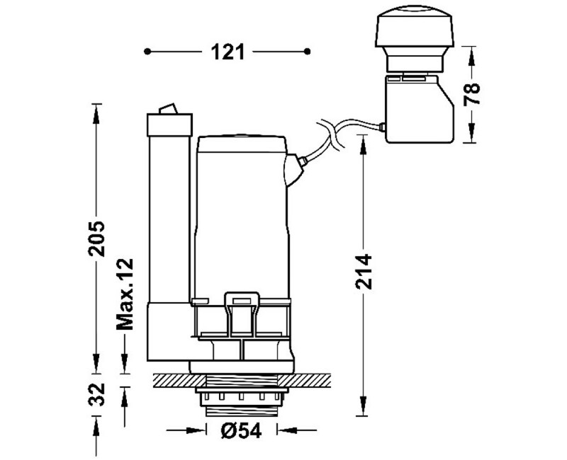 TRES WC Механизм сливной для унитаза, 25477009