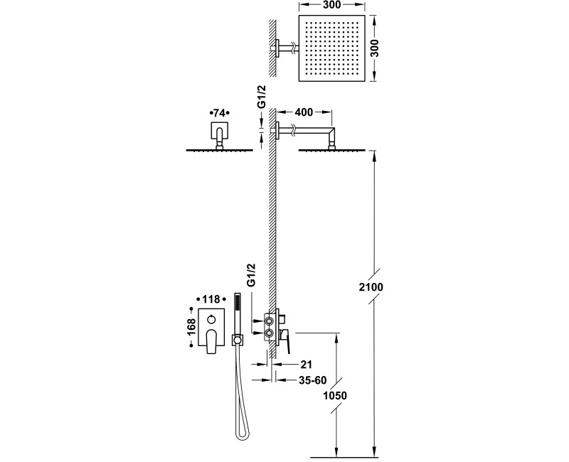Project-Tres Rapid-Box Встраиваемый смеситель для душа, 21128004BM