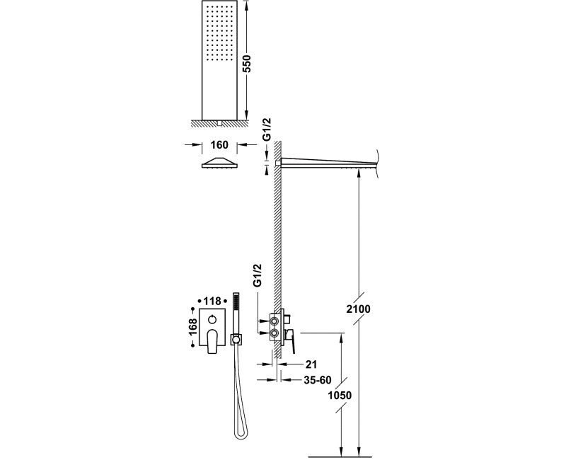 Project-Tres Rapid-Box Встраиваемый смеситель для душа, 21128005