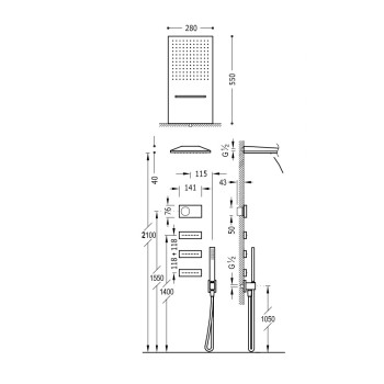 TRES Shower TEchnology Электронный термостатический душевой комплект, 09286408