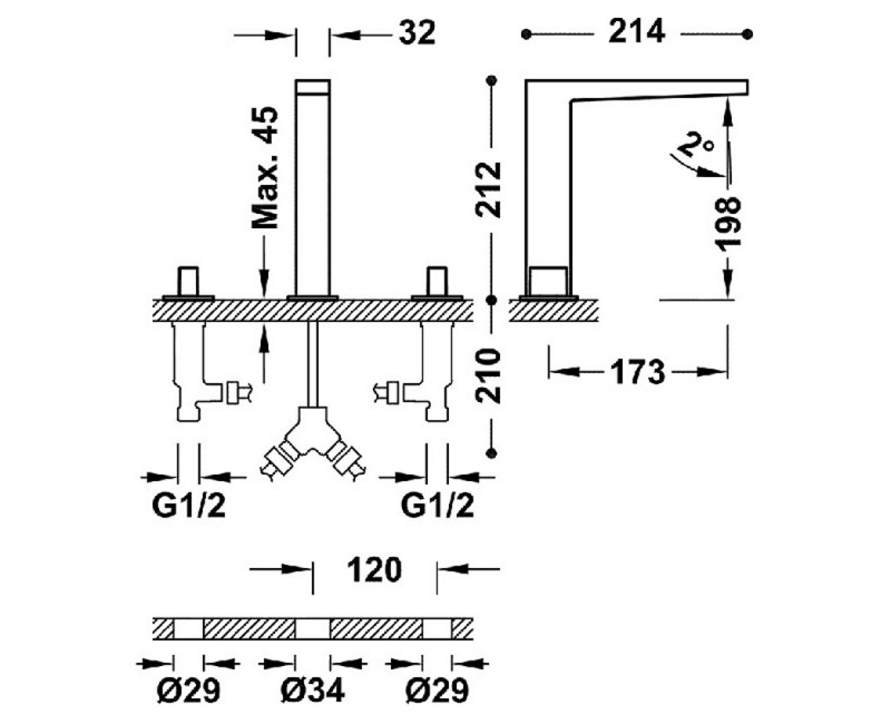 SLIM-TRES Смеситель для раковины на 3 отверстия, 20210501