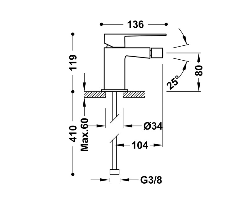 SLIM exclusive TRES Смеситель для биде, 20212001OM