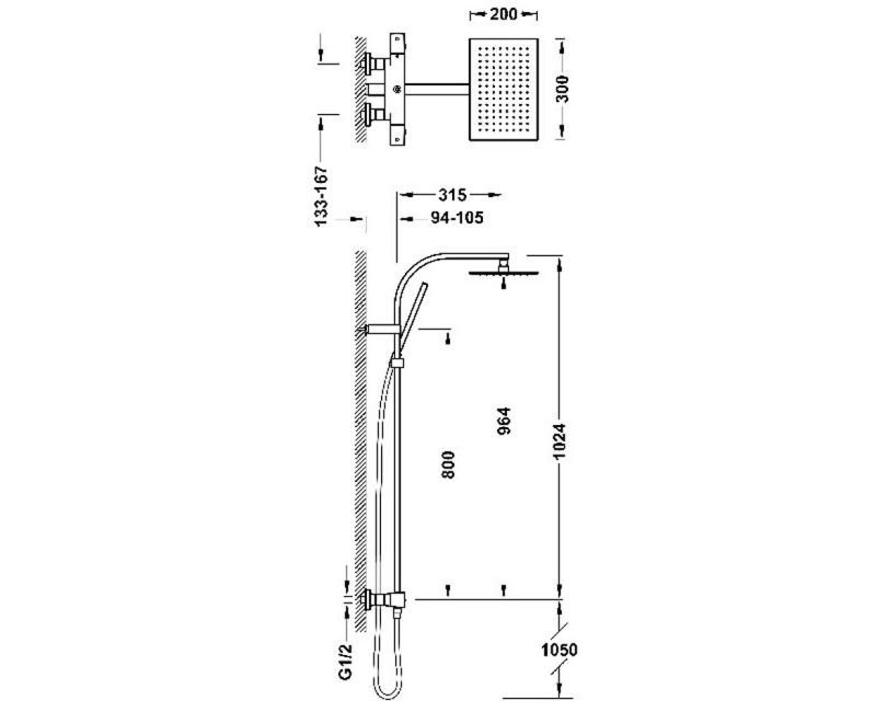 SLIM-TRES Термостатический смеситель для душа с душевым комплектом, 19039306NM