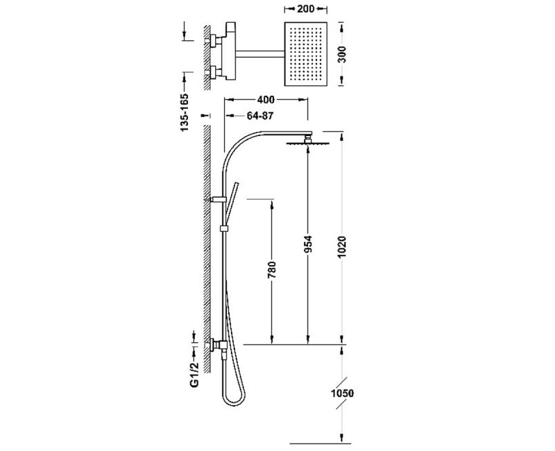SLIM-TRES Cмеситель для душа с душевым комплектом 20219101NM