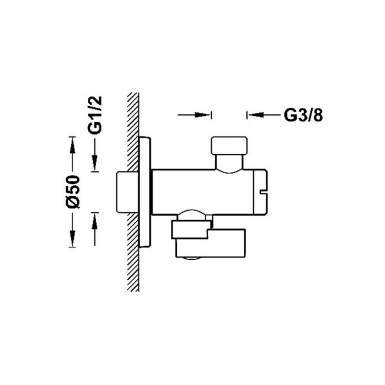 TRES Stūra ventīlis ar filtru 1/2 x 3/8, melns 9134525NM