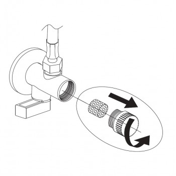 TRES Stūra ventīlis ar filtru 1/2 x 3/8, melns 9134525NM
