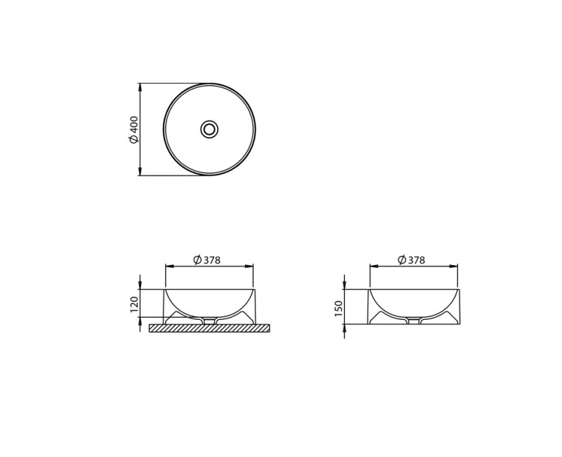Turtl FABELA Uzliekamā izlietne 40x40cm, BQR40-220