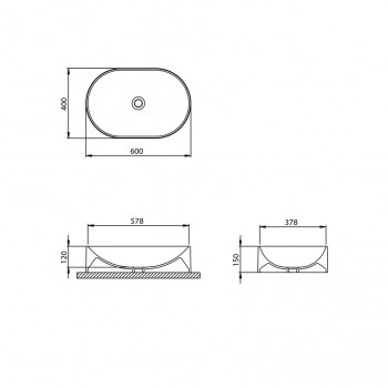 Turtl FABELA Накладная раковина 60x40см, BQR60-700