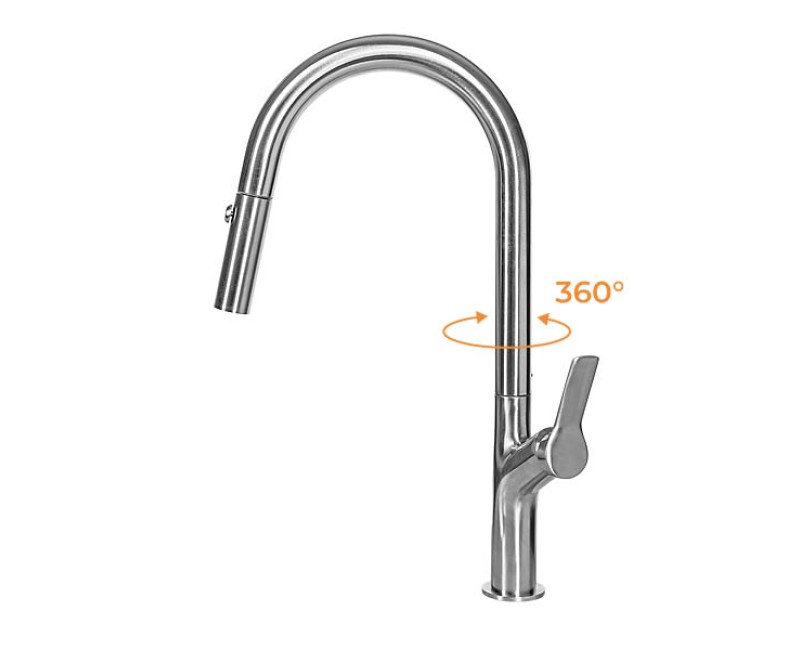 Turtl GRATA Virtuves izlietnes granīta jaucējkrāns ar izvelkamu izteku, alba