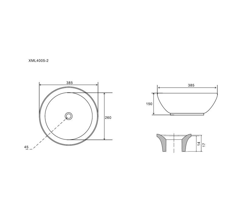 Uzliekama vannas istabas izlietne Uptrend LENA 39x39сm, UP4005-2