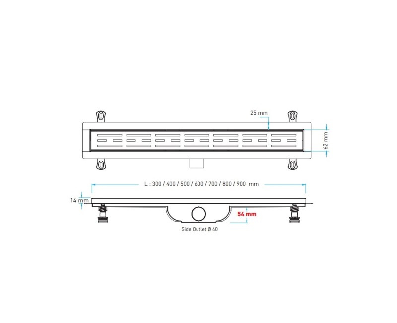 Valtemo Harkline Base Dušas kanāls 900mm, VLD590335  OUTLET