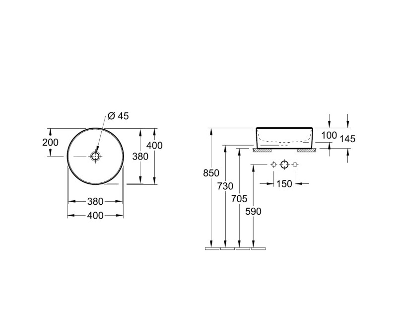 Villeroy & Boch Collaro Uzliekamā izlietne D=40 cm, 4A184001