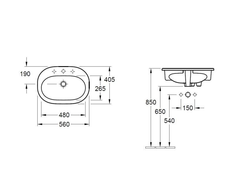 Villeroy & Boch O.Novo Раковина встраиваемая 56x40.5 см, 41615601.