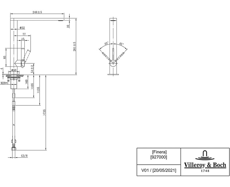 Villeroy&Boch Смеситель для мойки Finera, 92700005