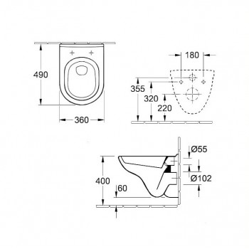 Piekaramais tualetes pods Villeroy&Boch Villeroy&Boch O.Novo Compact, SoftClose vāks, balts