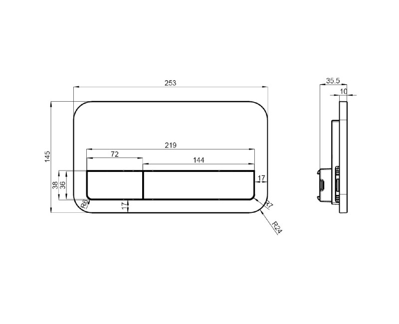 Villeroy Boch Смывная клавиша E200, для двойного смыва, хром 92249061.