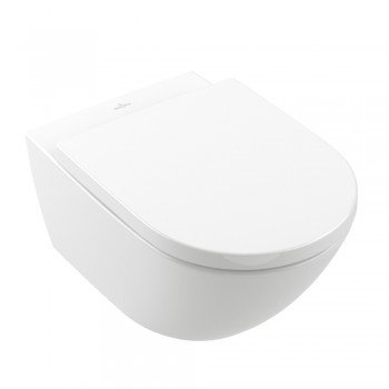 Piekaramais tualetes pods Villeroy & Boch Subway 3.0 Rimless,  ar Soft Close/QR vāku 370x560 mm, TwistFlush, SupraFix, balt