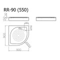Vispool Душевой поддон полукруглый низкий RZ-90 R-550 900x900