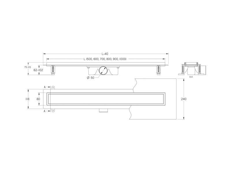 KARMAT DUO Dušas noteces traps 1000mm, 813933