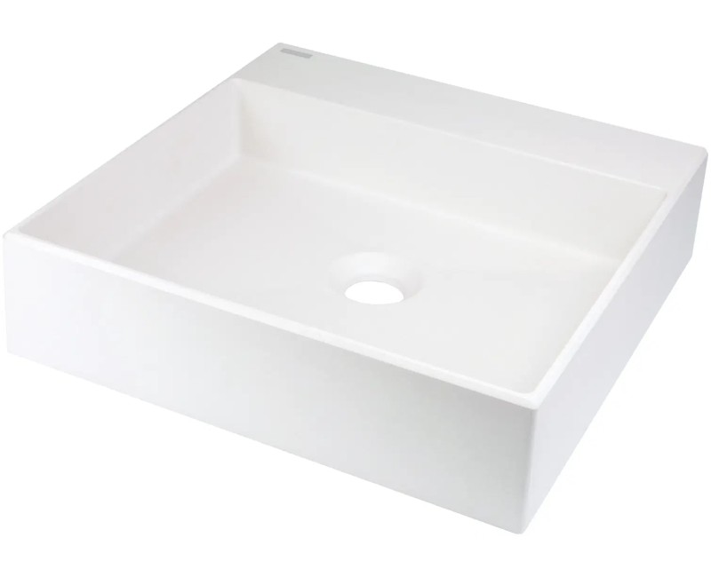 Vannas istabas granīta izlietne Deante CORREO uz virsmas ALABASTER, 400x400mm Balta