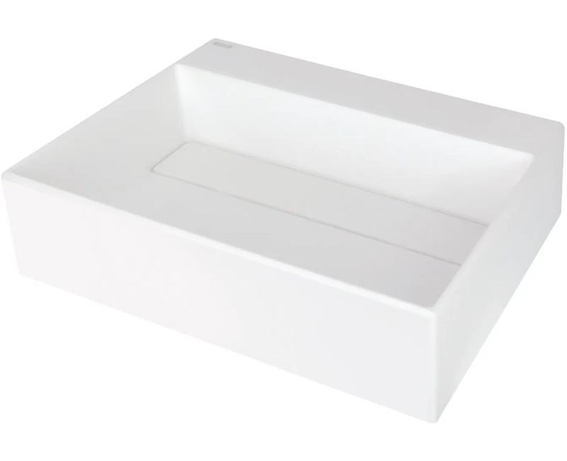 Vannas istabas granīta izlietne Deante CORREO uz virsmas ALABASTER, 500x400mm Balta