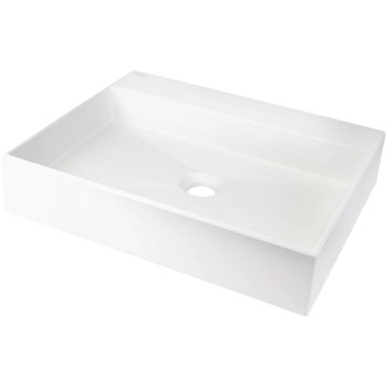 Vannas istabas granīta izlietne Deante CORREO uz virsmas ALABASTER, 500x400mm Balta