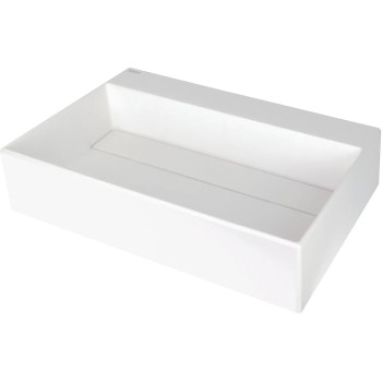 Vannas istabas granīta izlietne Deante CORREO uz virsmas ALABASTER, 600x400mm Balta