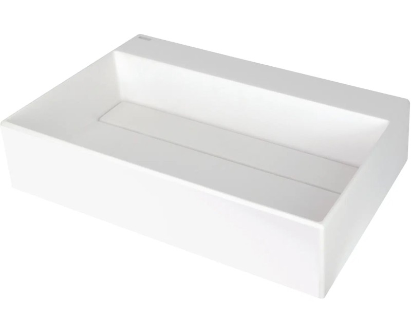 Vannas istabas granīta izlietne Deante CORREO uz virsmas ALABASTER, 600x400mm Balta