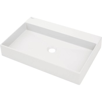 Vannas istabas granīta izlietne Deante CORREO uz virsmas ALABASTER, 600x400mm Balta