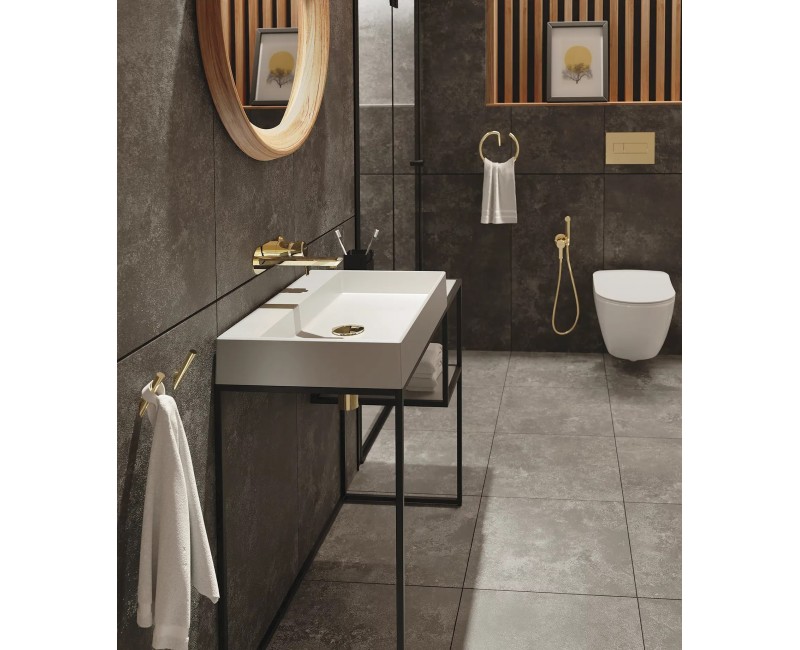 Vannas istabas granīta izlietne Deante CORREO uz virsmas ALABASTER, 600x400mm Balta