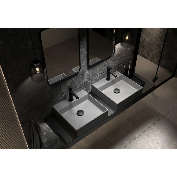 Vannas istabas granīta izlietne Deante CORREO uz virsmas GREY METALLIC, 400x400mm Pelēka Vannas istabas granīta izlietne Deante CORREO uz virsmas GREY METALLIC, 400x400mm Pelēka