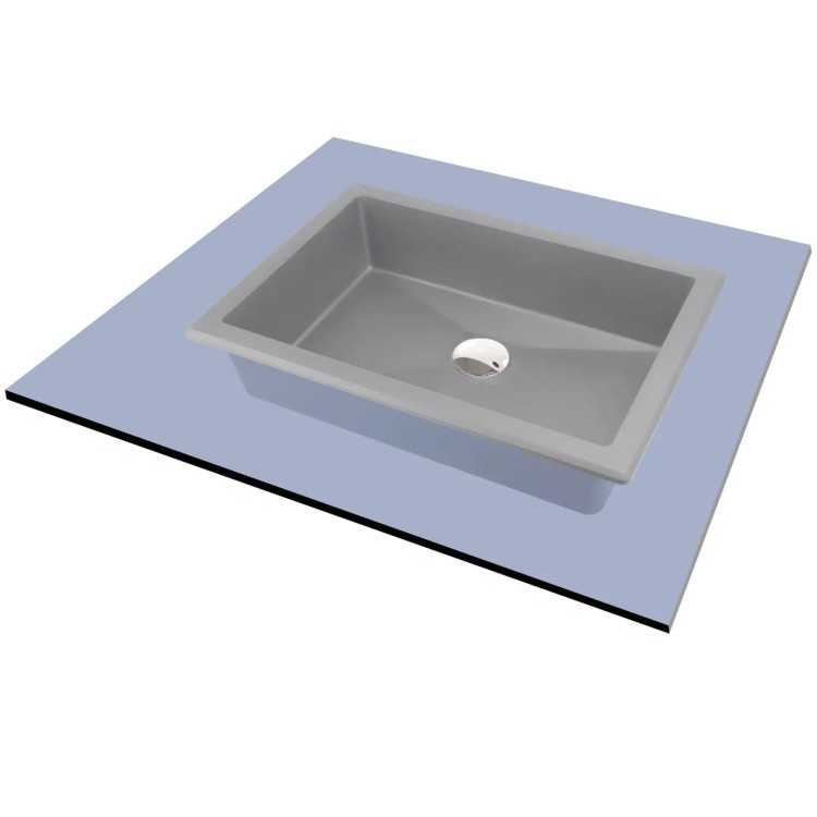 Vannas istabas granīta izlietne Deante CORREO uz virsmas (Iegriežama) GREY METALLIC, 500x350mm Pelēka