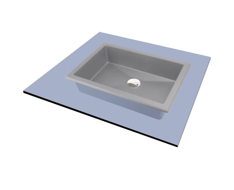 РАКОВИНА CORREO ПОДВЕСНАЯ/ВРЕЗНАЯ ГРАНИТНАЯ, СЕРЫЙ МЕТАЛЛИК, 500x350 мм