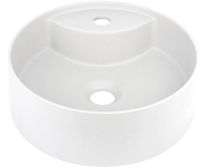 Vannas istabas granīta izlietne Deante SILIA uz virsmas, apaļa ALABASTER, D360mm Balta