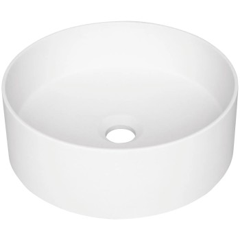 Vannas istabas granīta izlietne Deante SILIA uz virsmas, apaļa BEIGE, ALABASTER, D360mm Balta