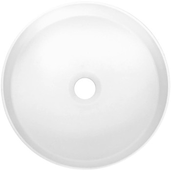 Vannas istabas granīta izlietne Deante SILIA uz virsmas, apaļa BEIGE, ALABASTER, D360mm Balta