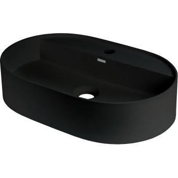Vannas istabas granīta izlietne Deante SILIA uz virsmas, ovāla NERO, 550x350mm Melna