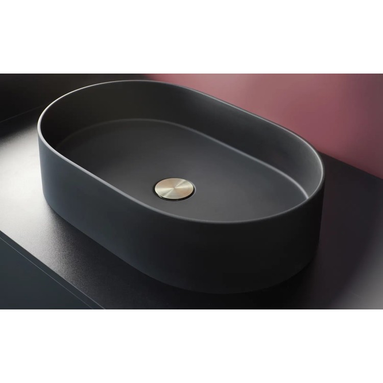Vannas istabas granīta izlietne Deante SILIA uz virsmas, ovāla NERO, 550X350mm Melna Vannas istabas granīta izlietne Deante SILIA uz virsmas, ovāla NERO, 550X350mm Melna