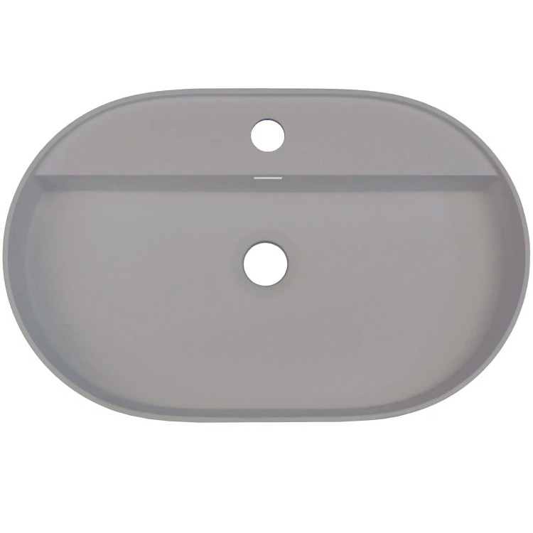 Vannas istabas granīta izlietne Deante SILIA uz virsmas, ovāla GREY METALLIC, 550x350mm Pelēka Vannas istabas granīta izlietne Deante SILIA uz virsmas, ovāla GREY METALLIC, 550x350mm Pelēka