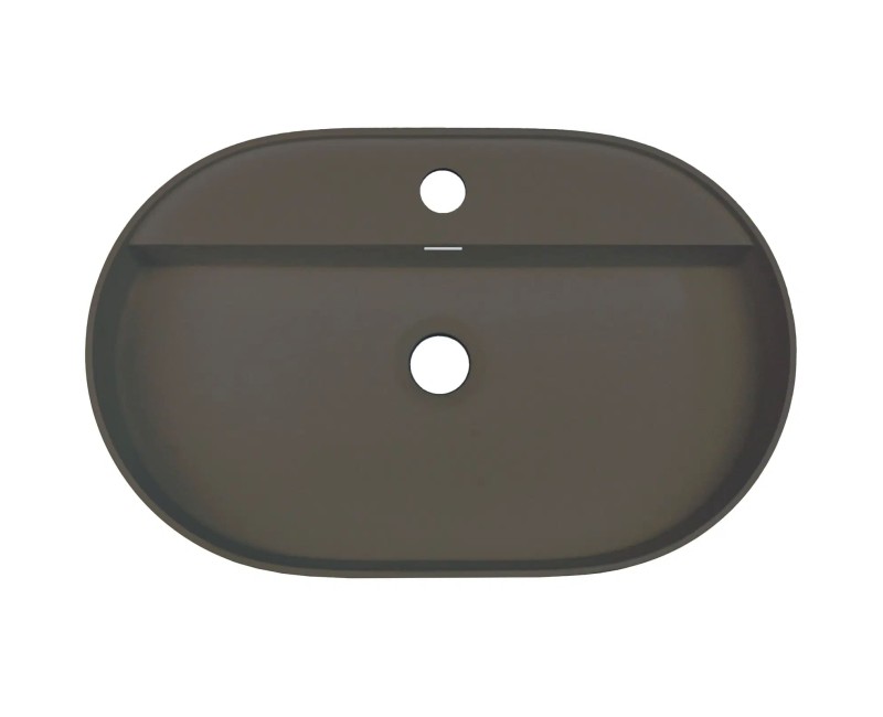 Vannas istabas granīta izlietne Deante SILIA uz virsmas, ovāla ANTHRACITE METALLIC, 550x350mm Antarcīts