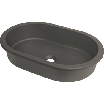 Vannas istabas granīta izlietne Deante SILIA uz virsmas (Iegriežama), ovāla ANHRACITE/TITANIUM