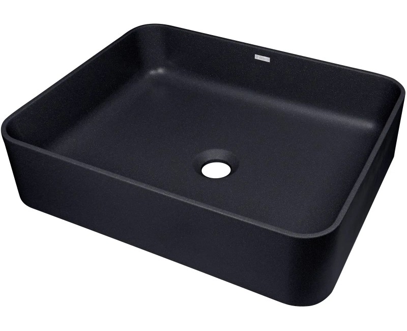 Vannas istabas granīta izlietne Deante TEMISTO uz virsmas, BEIGE, NERO Melna